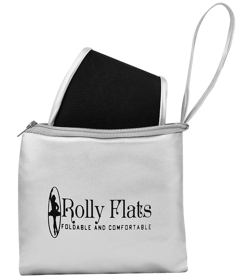 Rolly Flats Women's Foldable Flats â€“ Portable Ballet Slippers Shoes for Travel, Wedding â€“ Fits in Purse with Expandable Tote Bag (S, Silver) - Image 2